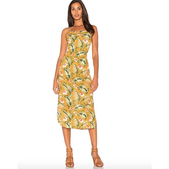Sincerely Jules Sexy Tropical Palm Lightweight Gauze Midi Slit Summer Dress - Picture 2 of 11